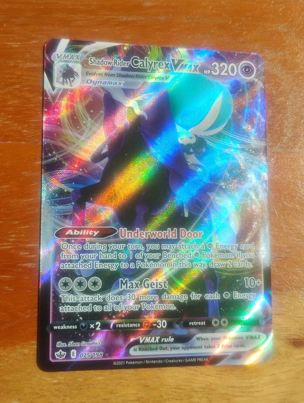 LP Holo Ultra Rare Shadow Rider Calyrex VMax 075/198 Chilling Reign Pokemon Card